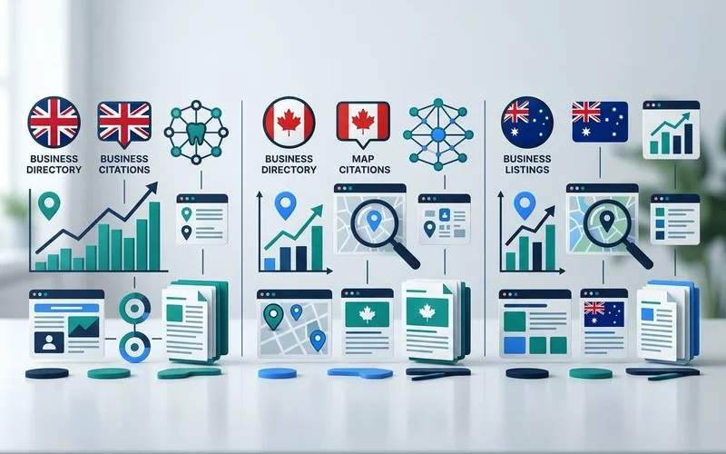 Localized dental SEO package breakdown for UK Canada and Australia