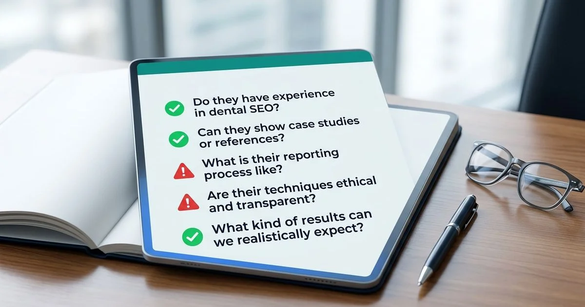 Checklist of questions for vetting a dental SEO agency