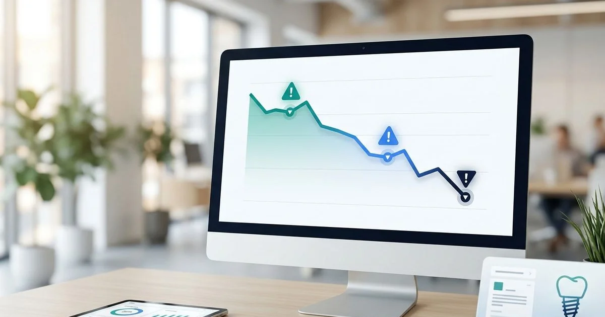 Declining dental website traffic graph