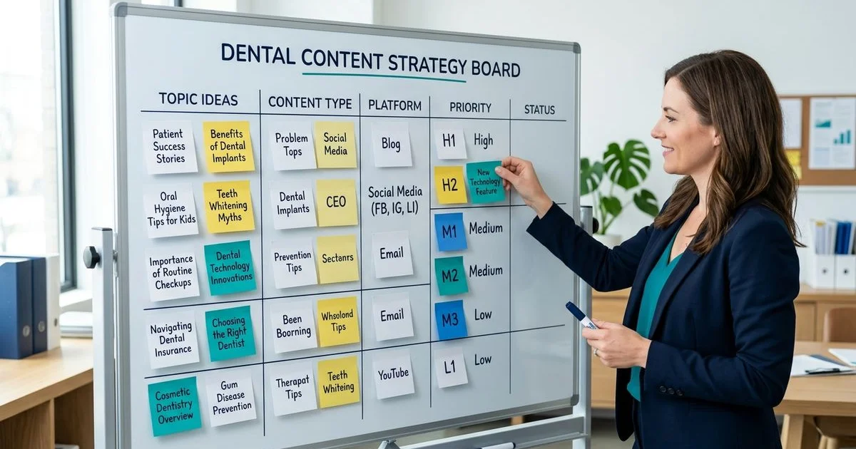 Dental content topic ideas board