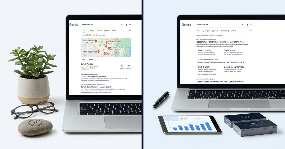 Local SEO vs Google Ads comparison for dentists