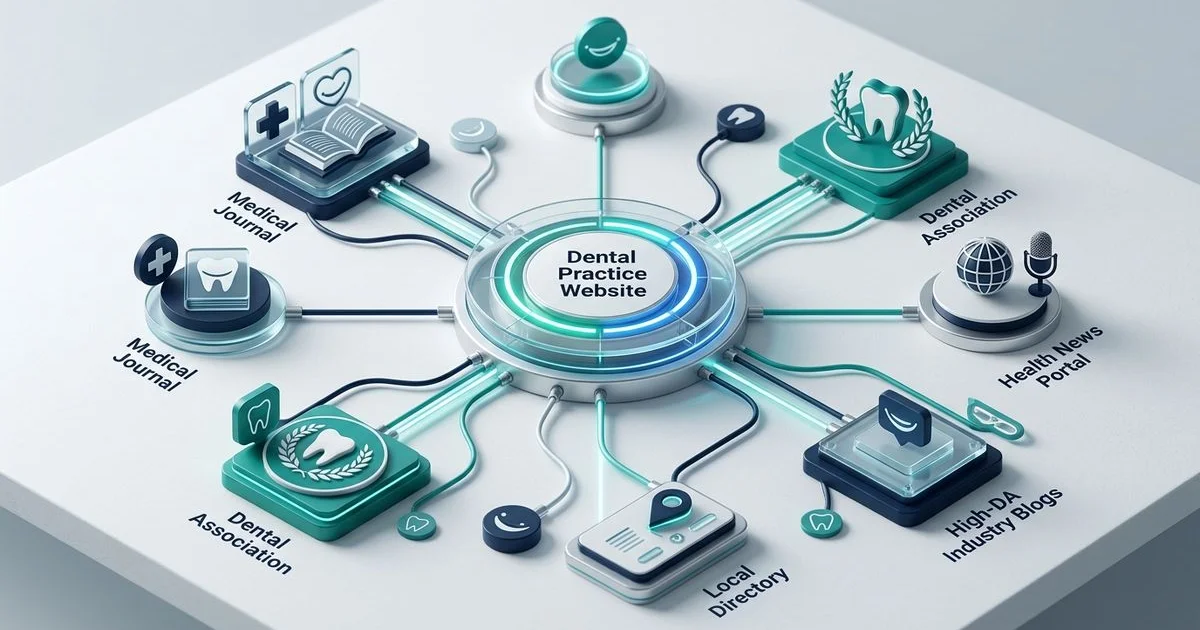 Authoritative backlinks pointing to a dental practice