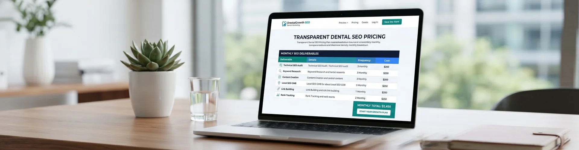 Transparent dental SEO pricing
